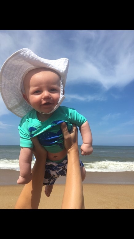 Corey took his son, Avett, on his first beach trip!