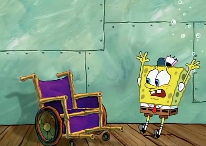 spongebob: Spongebob Old Fish In Wheelchair