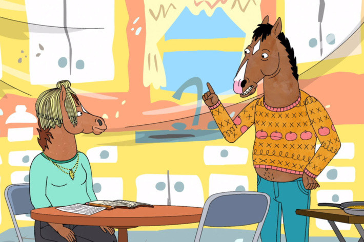 Bojack has always been chasing the ghosts of his past and either attempting to relive them or put them to rest. This is seen through his inability to move past his Horsin Around days and the trauma of his abused childhood. It is clear that Bojack still holds his grudges and past success closer to his heart than anything else in his life. However as the season progresses, Bojack finds himself slowly being freed from the chains of his past due to his interactions with his daughter, Hollyhock. It is their similarities in dwelling with depressive natures that creates the first real bond that Bojack desperately tries to mend and maintain. She becomes this window of opportunity that allows Bojack slowly overcome his past. In "Thoughts and Prayers", it's Hollyhock that leads Bojack towards interacting with his abusive mother. While their relationship is nowhere near mended, he has a brief moment of compassion in the middle of his vengeful anger. By holding back from confronting his mother about his hate, Bojack chooses to soothe her during her moment of clarity. These selfless actions are unlike Bojack's previous nature that revolves around self-destruction and self-pity. This is the true moments in which Bojack does something for the sake of another individual, rather than for an ulterior, selfish motive.