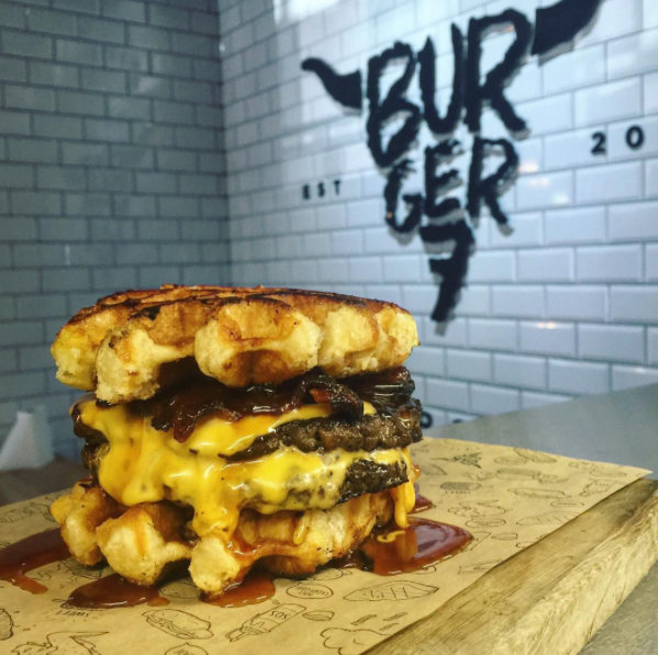 Burger 7 is a Lanarkshire chain that focuses on serving up authentic U.S. style barbecue, like this oozingly sexy waffle burger, made with two burgers, bacon, cheese, Jack Daniel's infused BBQ sauce, and waffles. It'll cure you for sure.