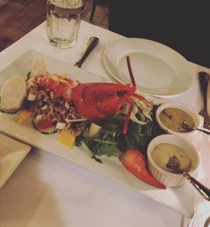 The Lobster Salad is certainly not shy with its portion. The dish features a whole lobster - with two claws and a tail - atop a bed of farro with mango, cucumber, dried cranberries, candied walnuts, artichoke, arugula, fennel, and tobiko caviar. The salad is tossed with citrus-mango curry dressing.