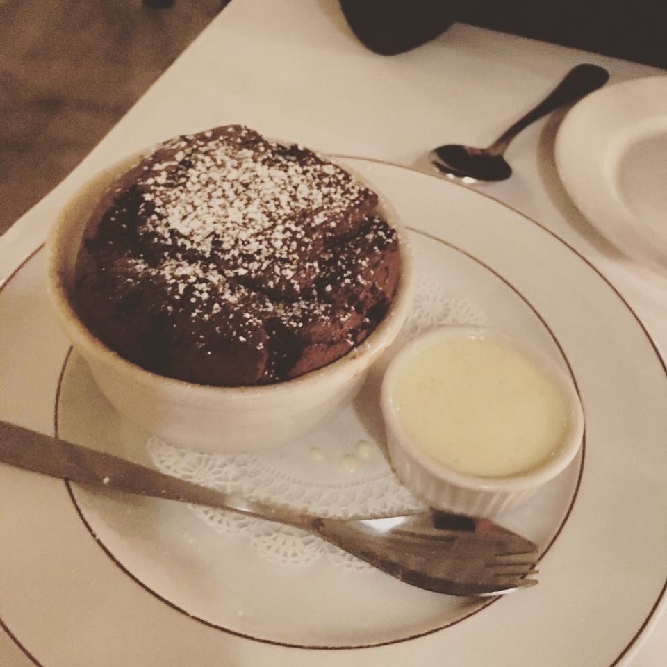 End the dining experience on a sweet note with the Chocolate Souffle. Like its savory counterpart, the Chocolate Souffle takes 30 minutes to prepare. It is served with Creme Anglaise, which is poured over the piping hot, fluffy souffle.