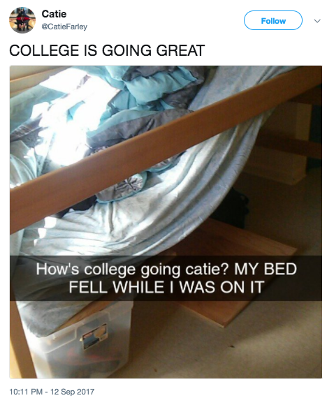 This girl, whose bed collapsed: