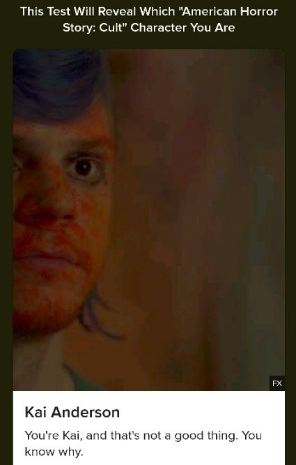 This Test Will Reveal Which "American Horror Story: Cult" Character You Are This Test Will Reveal Which "American Horror Story: Cult" Character You Are