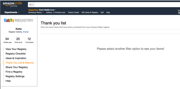 My co-worker Katie, who has an Amazon baby registry, was redirected to a blank page.