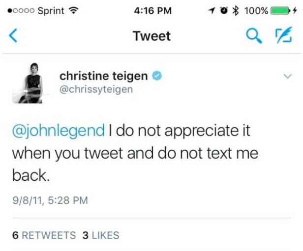 Chrissy Teigen Called John Legend Out On Twitter For Ignoring Her And It S Hilarious