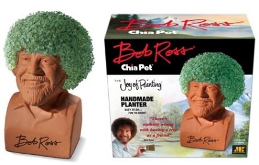 I have a chia Bob Ross and he isterrifying. : r/pics