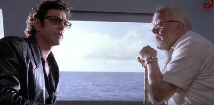 Spielberg saw many parallels to himself in Hammond's desire to dream of bigger and better things. On the other hand, Crichton said that his views on science and genetic engineering were largely reflected by Malcolm's voice of reasoning. Their diametrically opposed views are also shown by the contrast of Hammond's all-white attire and Malcolm's black outfits.
