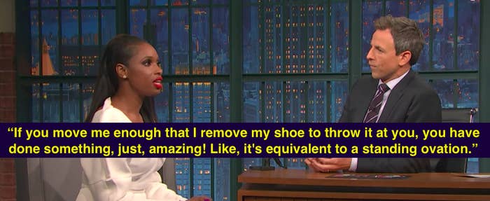 Someone Threw A Shoe At Jennifer Hudson While She Was Performing And She Was Actually Really Excited About It