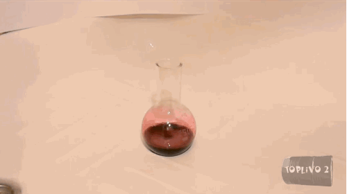 But in this case, the catalyst is a solution of potassium permanganate dissolved in water.