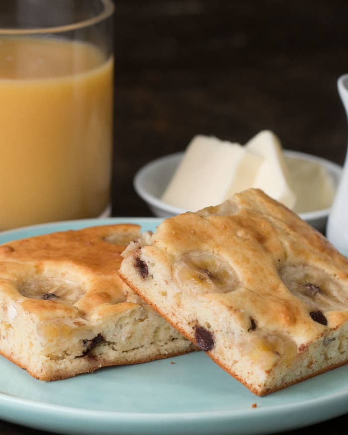 banana chocolate chip pancakes with aunt jemima mix