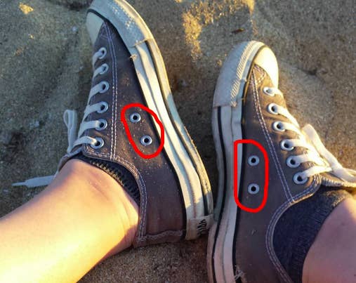 There's two possible explanations: First, they're there for ventilation, especially if you're not wearing socks. But some people also claim that they can be used to lace the shoes even tighter.