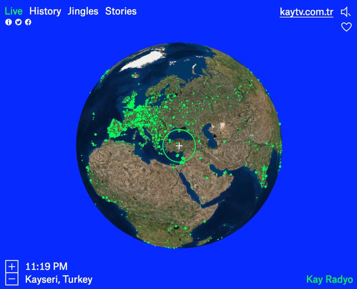 Spin the globe and listen to radio stations from all over the world. Might I suggest Kayseri, Turkey? Listen here.