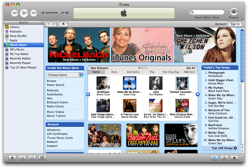 An Itunes homepage