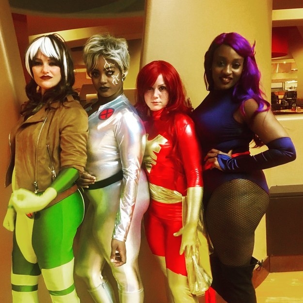 A group of friends in homemade X-Men costumes
