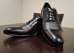 reviewer's dress shoes looking shined