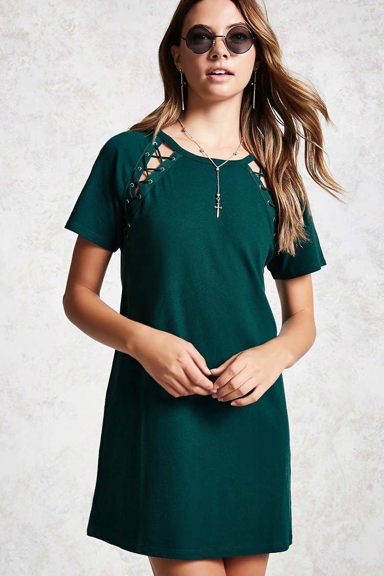 chinese dress ladies Girls' Lace Up Mini T Shirt Dress