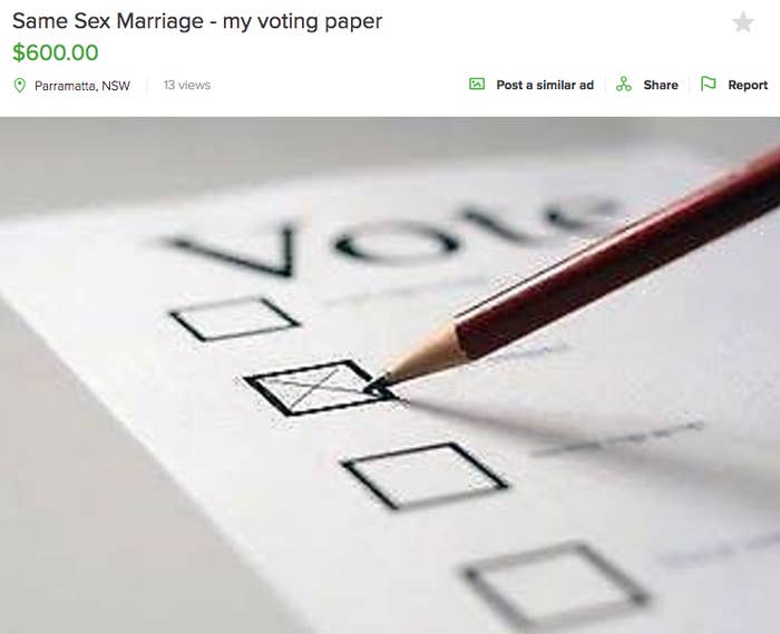 People Are Trying To Sell Their Same Sex Marriage Survey Forms Online