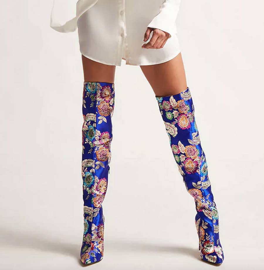 Coloured thigh high deals boots