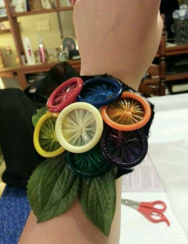 This elegant condom corsage.