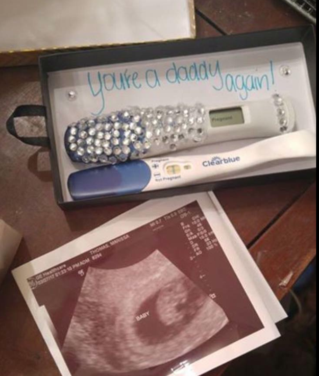 This shimmering pregnancy announcement.