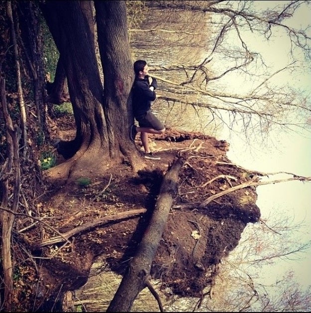 This guy isn't staring out onto a lake.