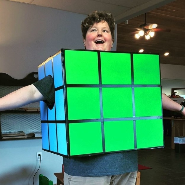 person dressed as a Rubik&#x27;s cube
