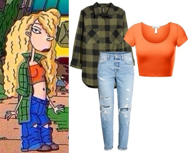 “What is this 1950?...Patch your own board, make your own lunch, and get a life. And don't call me Sheila”Along with some serious eyeliner and purple lipstick, wear this top ($8.77), flannel ($17.99), and baggy jeans ($39.99) to get Debbie’s look.