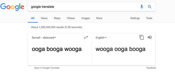 Google Translate Thinks Ooga Booga Wooga Is Somali And People
