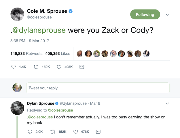 When even Cole and Dylan couldn't tell Zack and Cody apart: