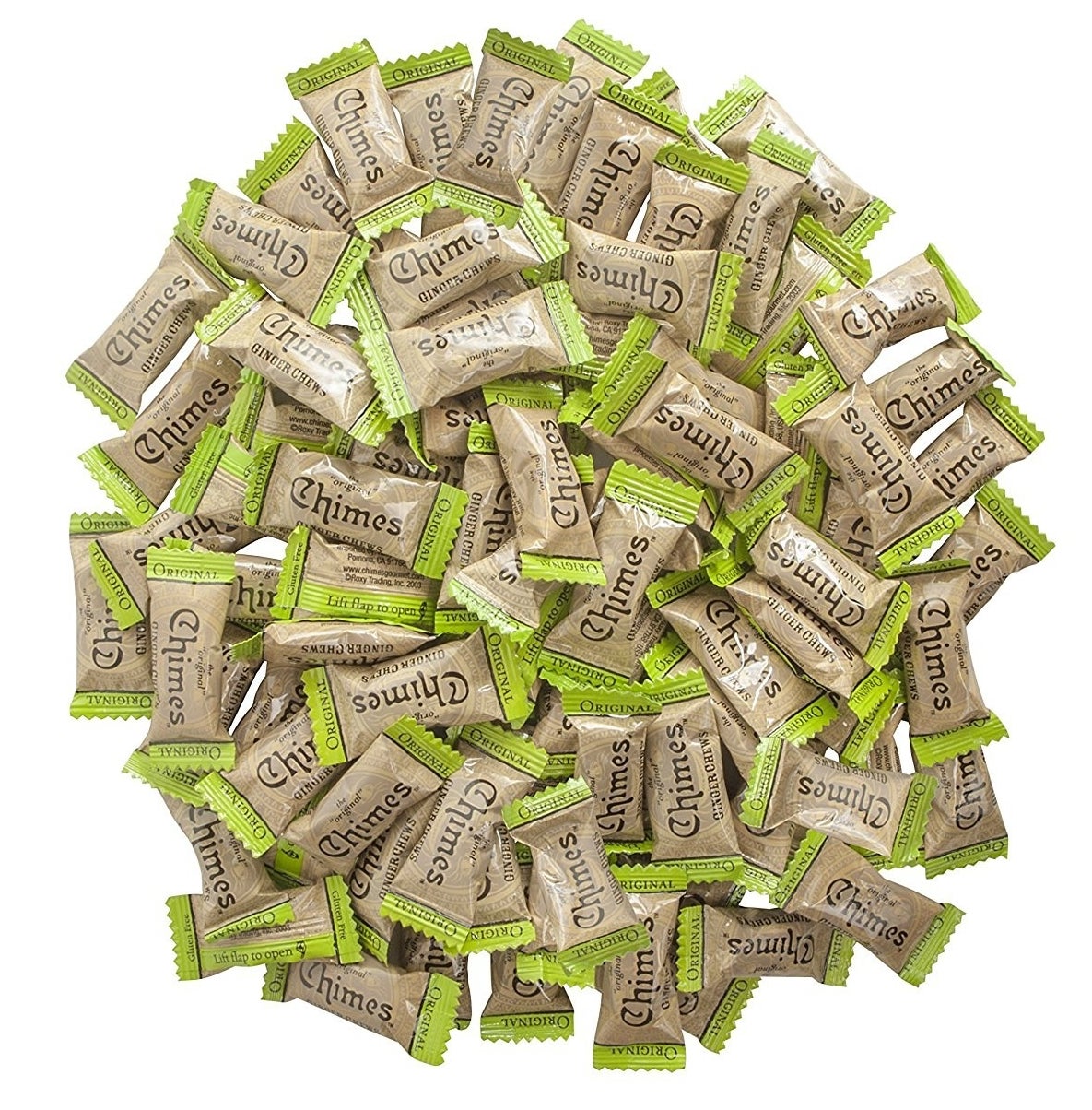 assorted ginger chews in their wrappers