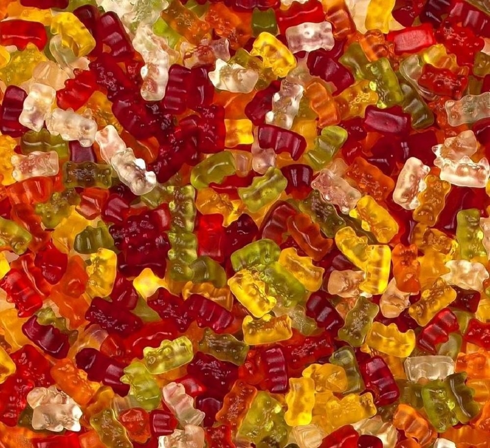 assorted, multicolored gummy bears