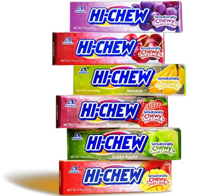 several packs of hi chew in different flavors