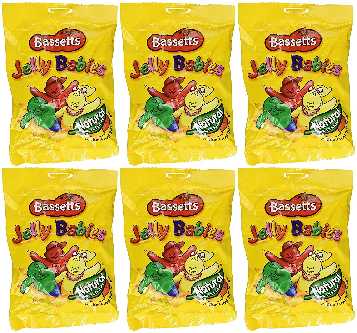 six bags of the jelly babies