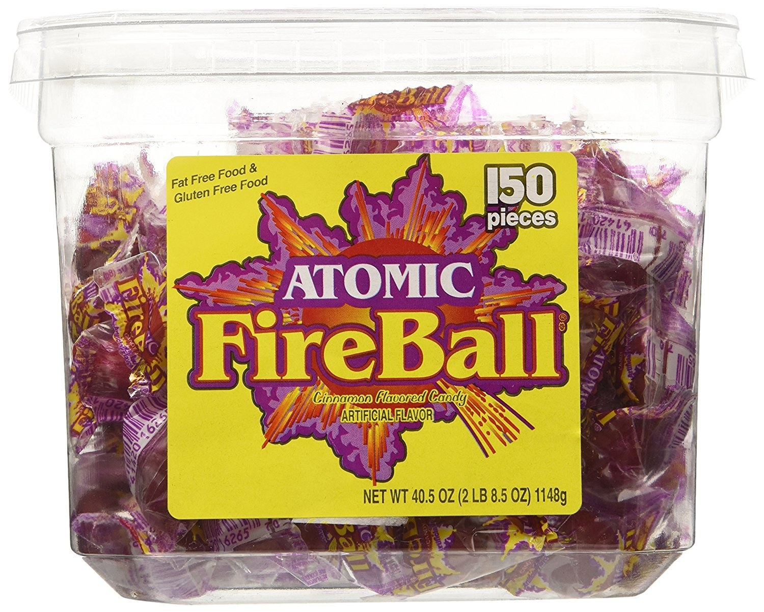 a container od fireball candies