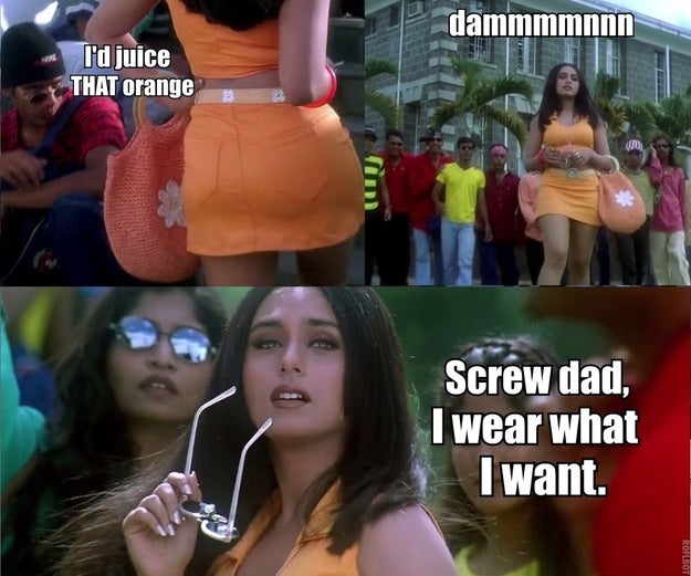 Mr. Malhotra’s daughter Tina (Rani Mukherjee) has arrived from London. She quit Oxford to join St. Xavier’s College in India. Yup. Brilliant decision. Exactly why you shouldn’t be at Oxford.