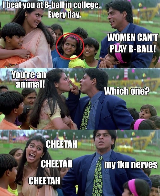 A few days later, Rahul’s male superiority complex kicks in again and he declares that women cannot play basketball, thereby earning a basketball match with Anjali.