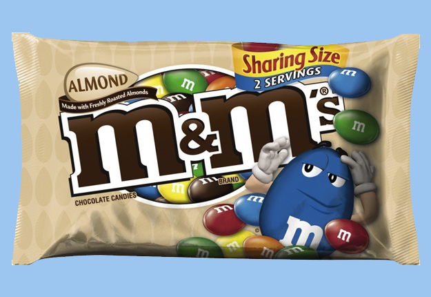 a tan pack of almond m&amp;amp;m&#x27;s
