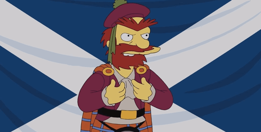 They missed out the "SAOR ALBA" tattoo and stack of leaflets though.