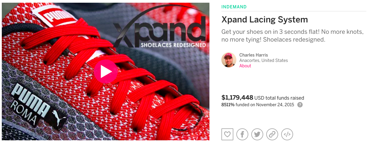 Xpand hot sale laces kickstarter