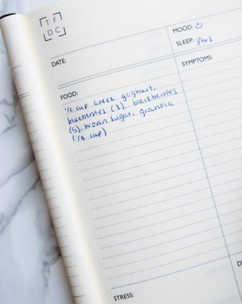 "Everyone with IBS has different triggers, and keeping a diary could be the key to finding yours. Once I was having a month long flare-up (longer than any I'd had before), so I decided to write down everything I ate and when I had to go to the bathroom. I didn't feel like going to the store one weekend and ended up making random meals with food I already had. Amazingly, just one day later I felt better! I looked through my journal and discovered everything I ate was vegan. Knowing how much better I felt in that short timeframe made me want to keep eating that way. And now three years later, I'm still vegan and my flare-ups are few and far between."—calliejofunkhYou can get the IBS/food intolerance-specific journal from The Food Diary Co., pictured above, here.