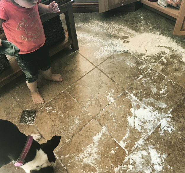 This child who got into the flour.