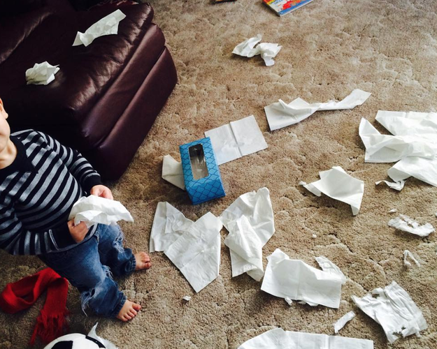 And this child who got into the tissues.
