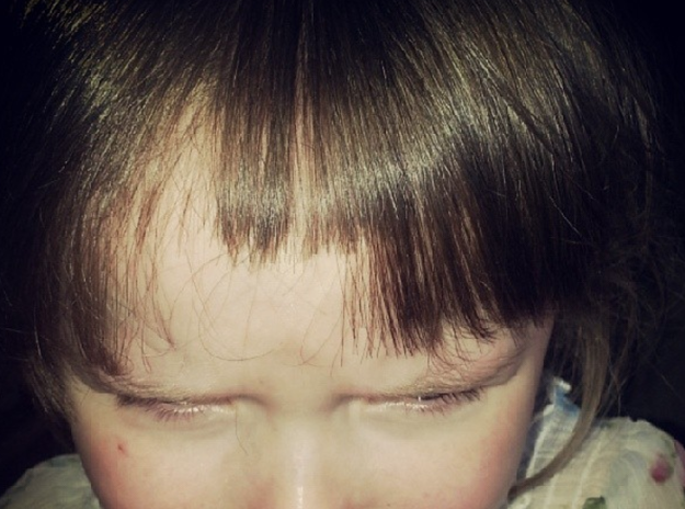 This child who decided to cut their own hair.