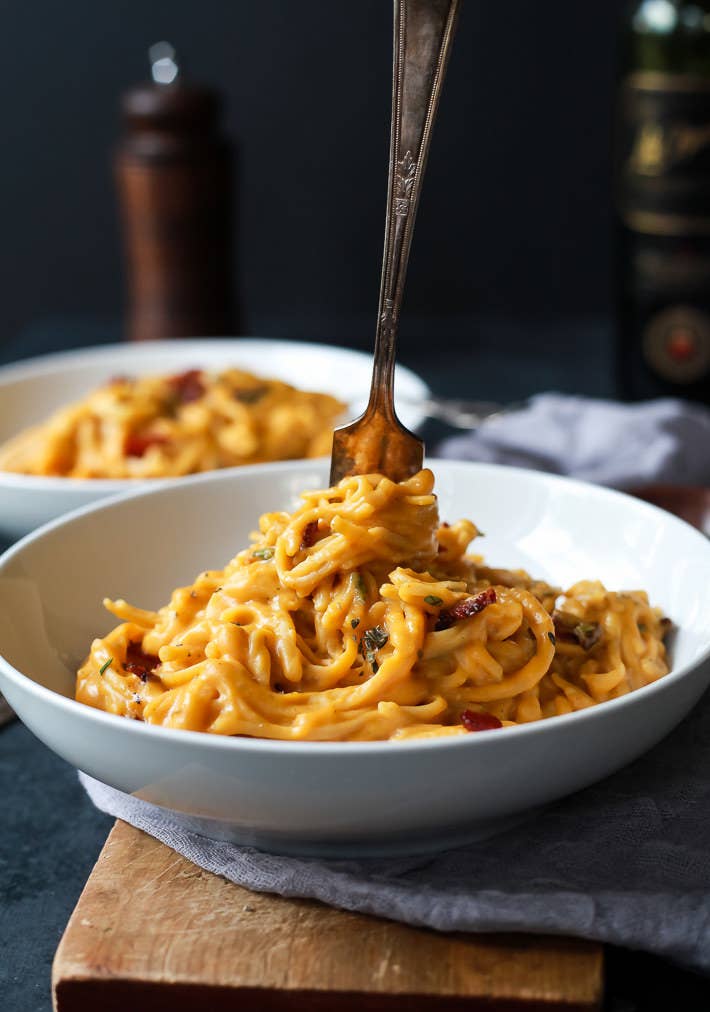 Take advantage of fall's produce and make this rich "alfredo" sauce with roasted butternut squash and milk. Get the recipe.