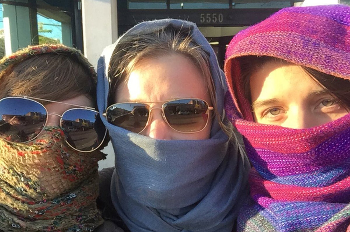 People Covered Their Faces And Showed Up To Bus Stops In Montreal To  Protest Bill 62