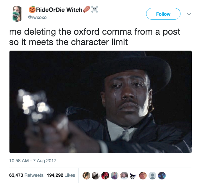 Meets post. Oxford comma meme.