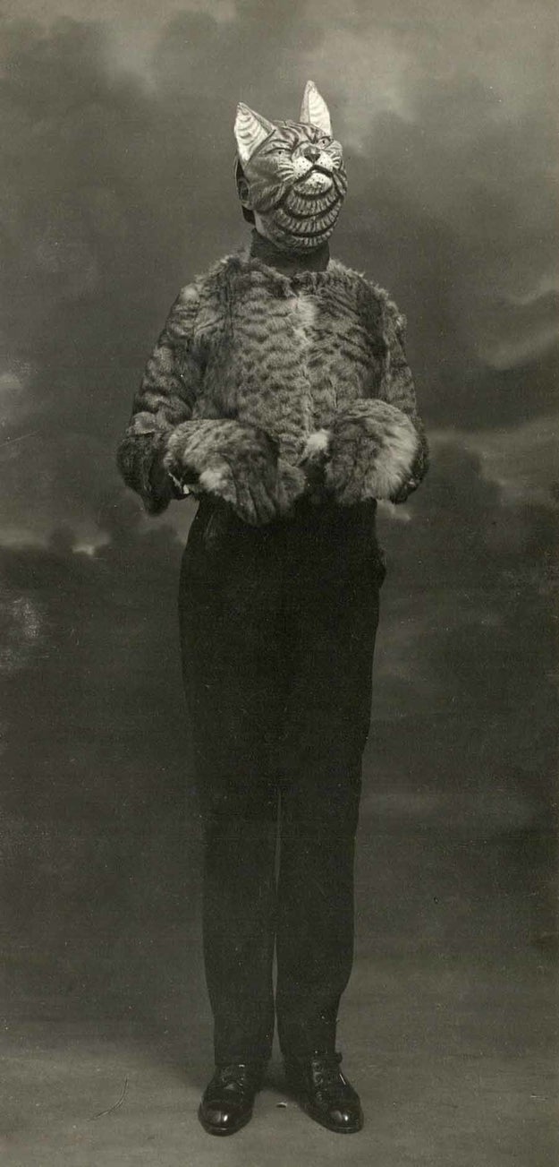 This photo caption says "man dressed as cat" but I think we really know this is an Ancient Cat God doing his bidding for his cat people.