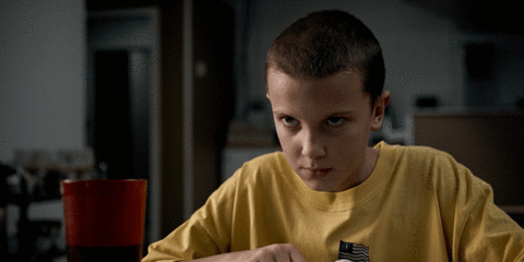 Eleven escaped from Hawkins Lab, where she was forced to do a lot of bad shit with her mind by the ever-so-creepy Dr. Brenner.