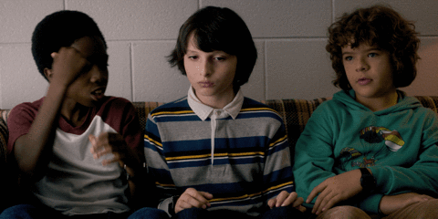 Lucas (left) is a tad hotheaded, but a loyal friend with the best quips. Mike (middle) is the leader with a heart of gold. Dustin (right) gets a little anxious and hungry at inconvenient times, but he's wise beyond his years. All three are smart AF.